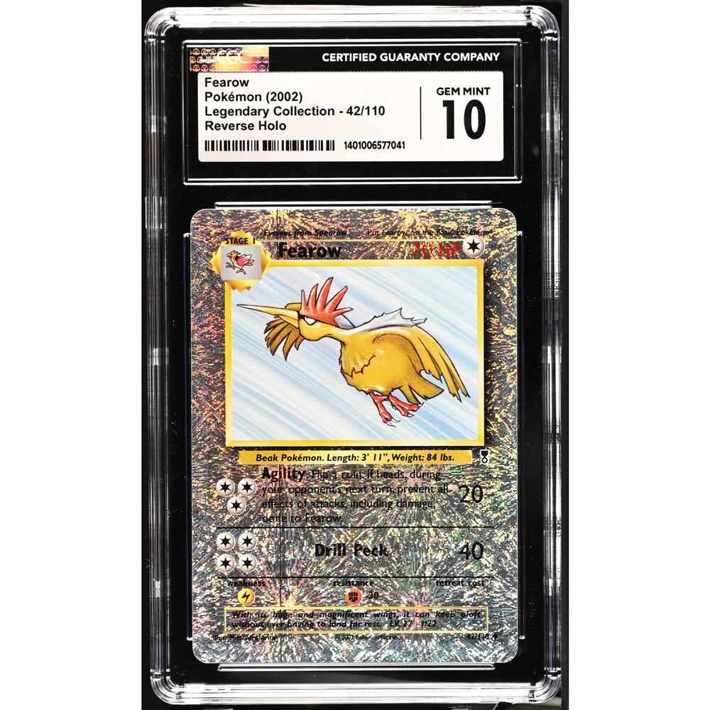 CGC 10 GEM MINT+ Fearow 42/110 Legendary Collection Reverse Holo Foil Fireworks